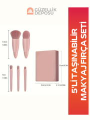 5'li Aynalı Makyaj Fırça Seti (Çanta Boy)