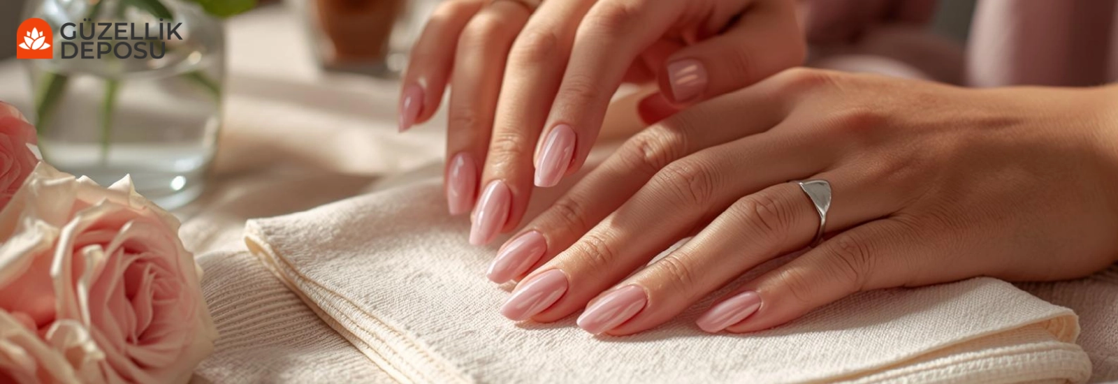 Evde protez tırnak yapımı evde protez tırnak uygulaması yapılmış elin görünümü