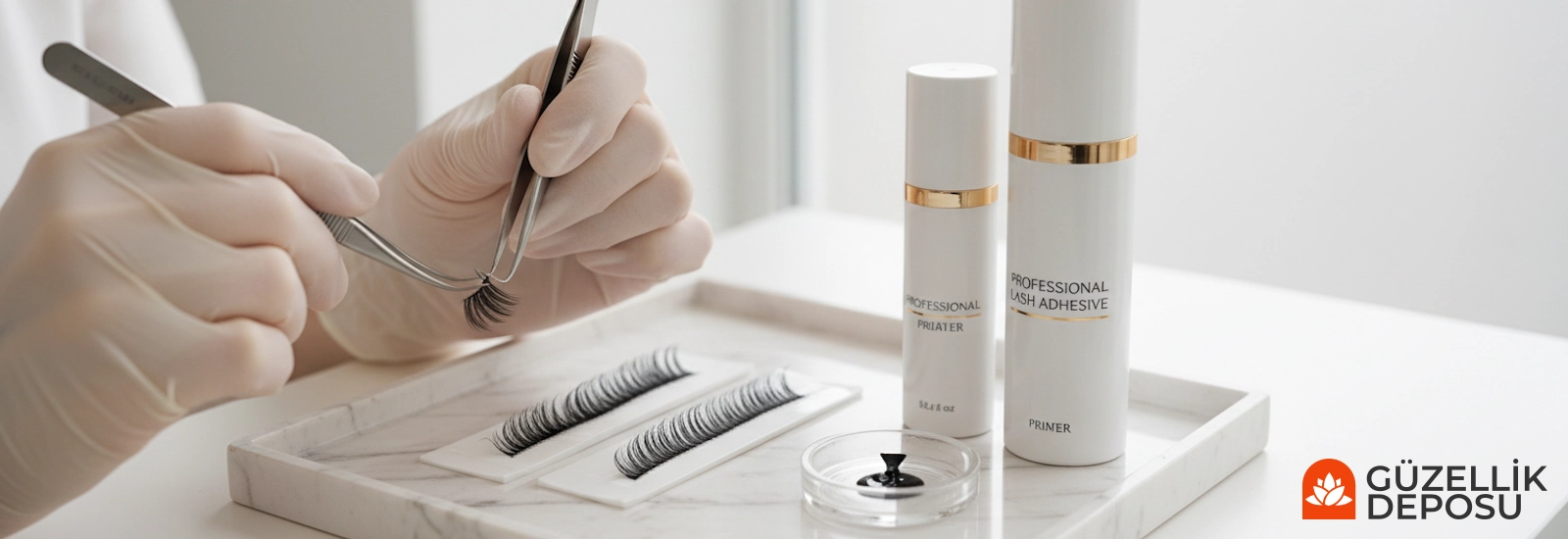 Profesyonel ipek kirpik ürünleri uygulaması İpek kirpik ürünleri, yapıştırıcı ve temizleme ürünleri, C kıvrım ipek kirpik uygulaması