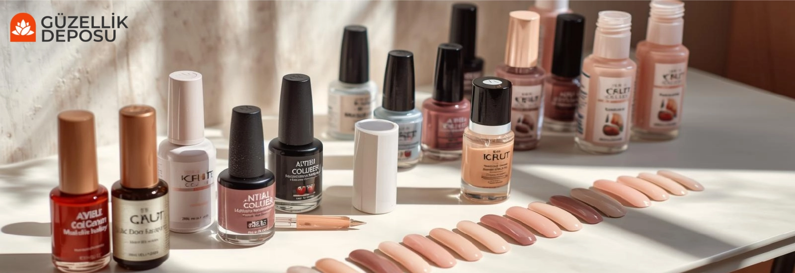 tırnak bakımı ve protez tırnak yapımı için kullanılan malzemelerin estetik fotoğrafı