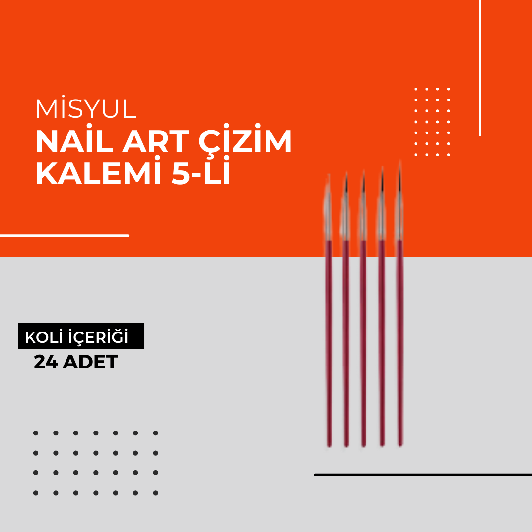 (Toptan) Misyul Nail Art Çizim Kalemi 5-li 1 Koli (24 Adet)