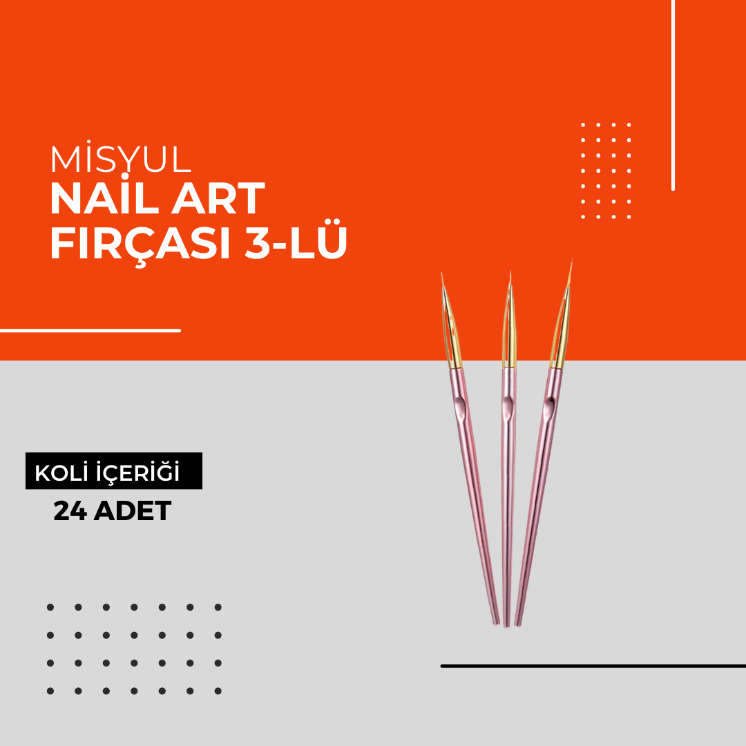 (Toptan) Misyul Nail Art Çizim Fırçası 3-lü 1 Koli (24 Adet)
