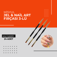 (Toptan) Jel & Nail Art Fırçası 3-lü 1 Koli (24 Adet)
