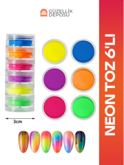 Protez Tırnak Neon Toz 6'lı