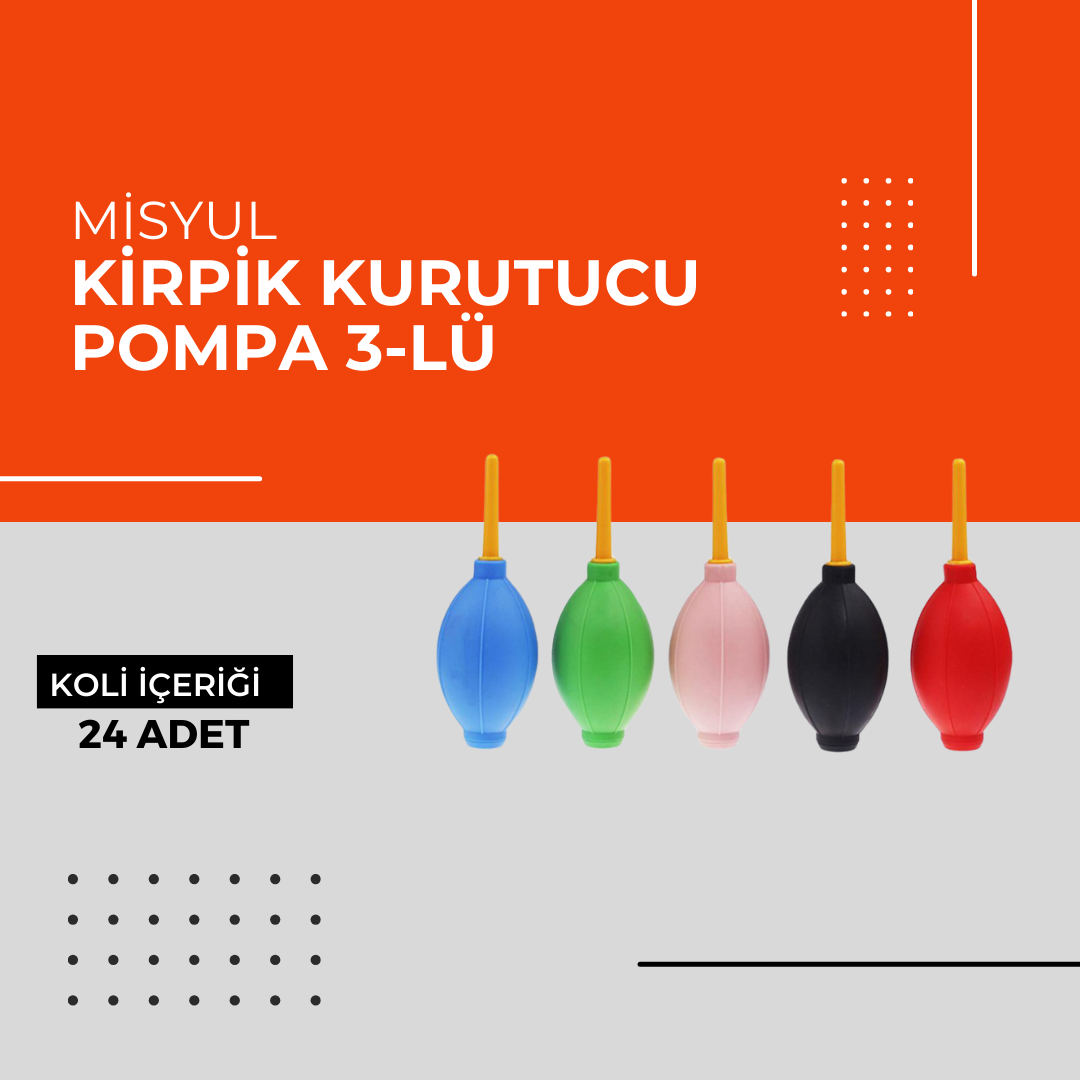 (Toptan) Kirpik Kurutucu Pompa 3-lü 1 Koli (24 Adet)