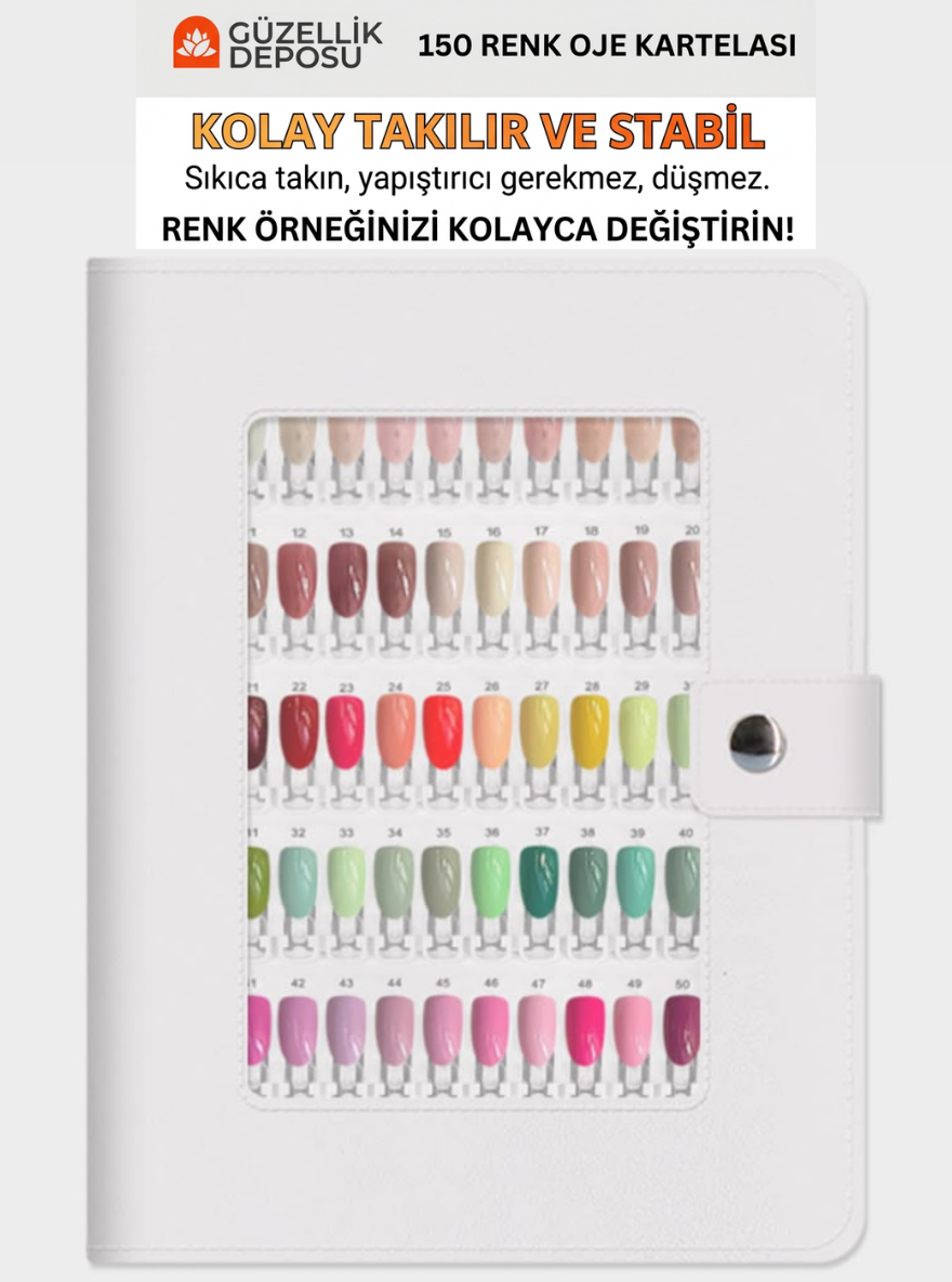 150 Renk Kalıcı Oje Kartelası ve Protez Tırnak Renk Gösterim Defteri Seti