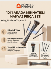 10'u 1 Arada Mıknatıslı Profesyonel Makyaj Fırça Seti - Seyahat Boy Pratik Çok Fonksiyonlu Fırça