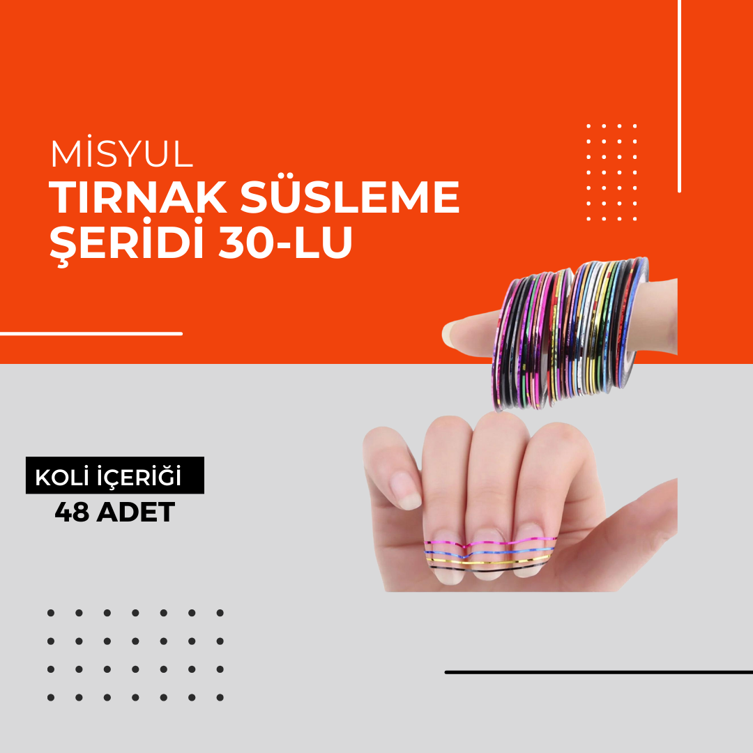 (Toptan) Tırnak Süsleme Şeritleri 30-lu 1 Koli (48 Adet)
