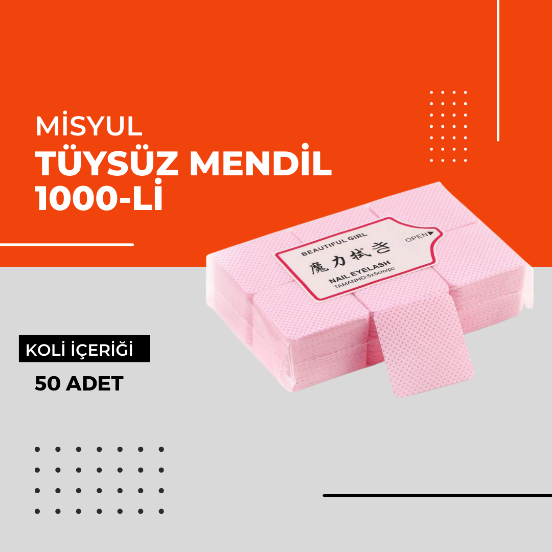 (Toptan) Tüysüz Mendil 1000-li 1 Koli (50 Adet)