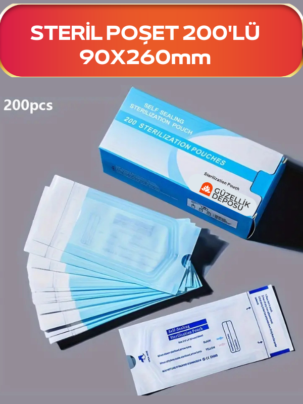 Steril Pac 200'lü ( Tırnak Sterilizasyon Paket , Kraft Poşet) Otoklav