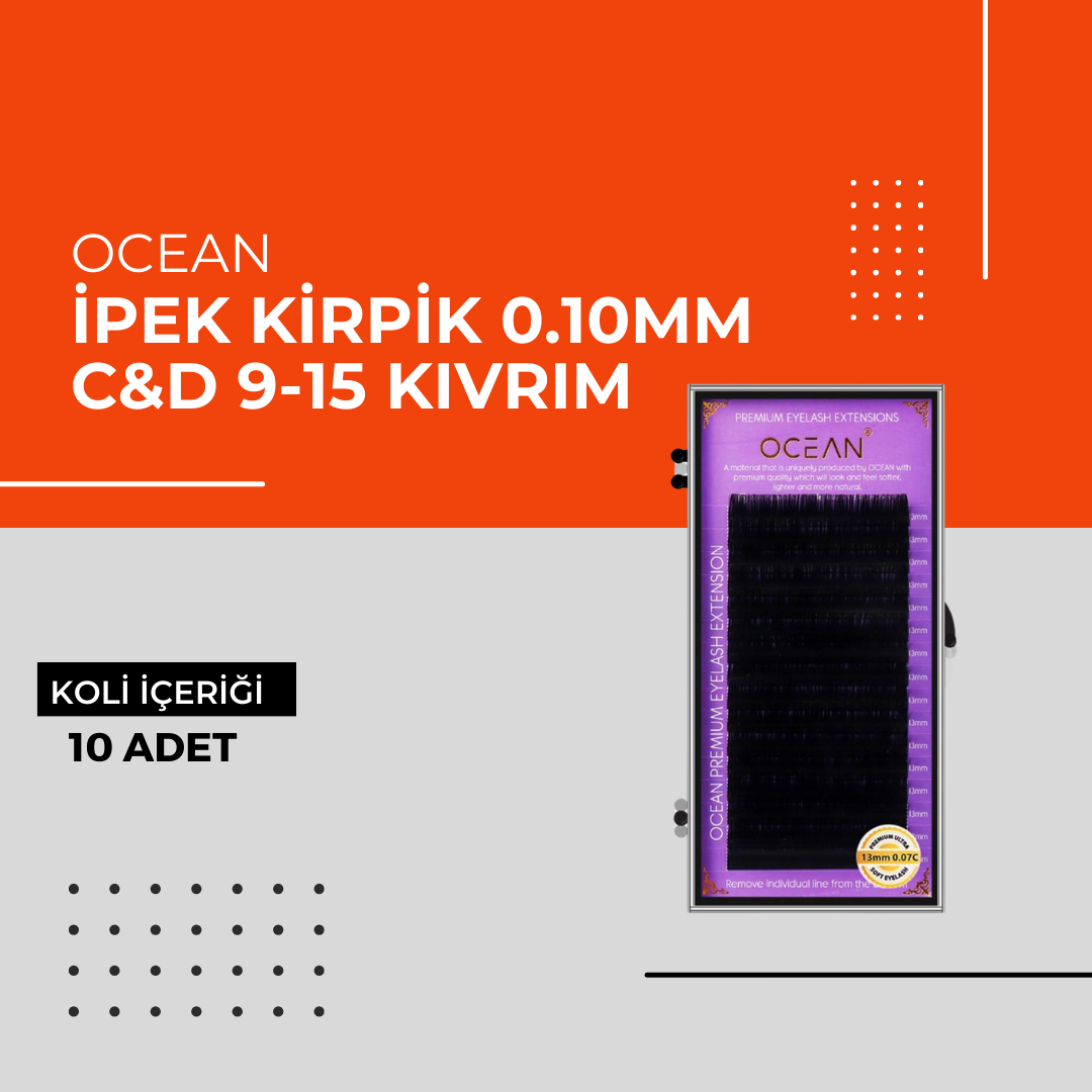 (Toptan) İpek Kirpik D Kıvrım 0.10 9-15 1 Paket (10 Adet)