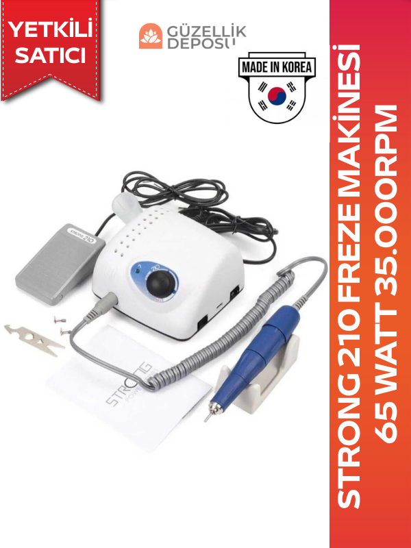 Strong 210 Mikromotor Törpü Makinası + 10'lu Freze Uç (Yetkili Satıcı) 2 Yıl Garantili Freze Cihazı - Freze Makinesi