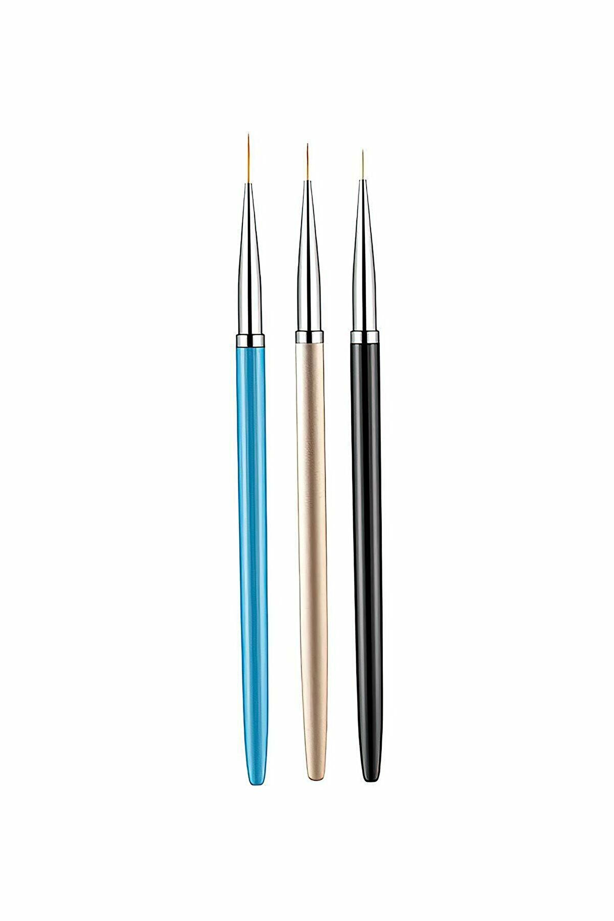 3'lü Nail Art Tırnak Desen Fırça Seti