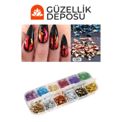 Tırnak Süsleme Folyo Parçaları, Nail Art Tırnak Süsleme Folyo 12'li