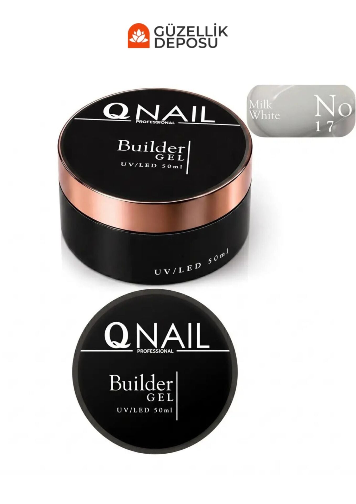 QNAİL Beyaz Builder Gel 50 ml Protez Tırnak Jeli UV LED Uzatma Güçlendirme Profesyonel Jel NO:17