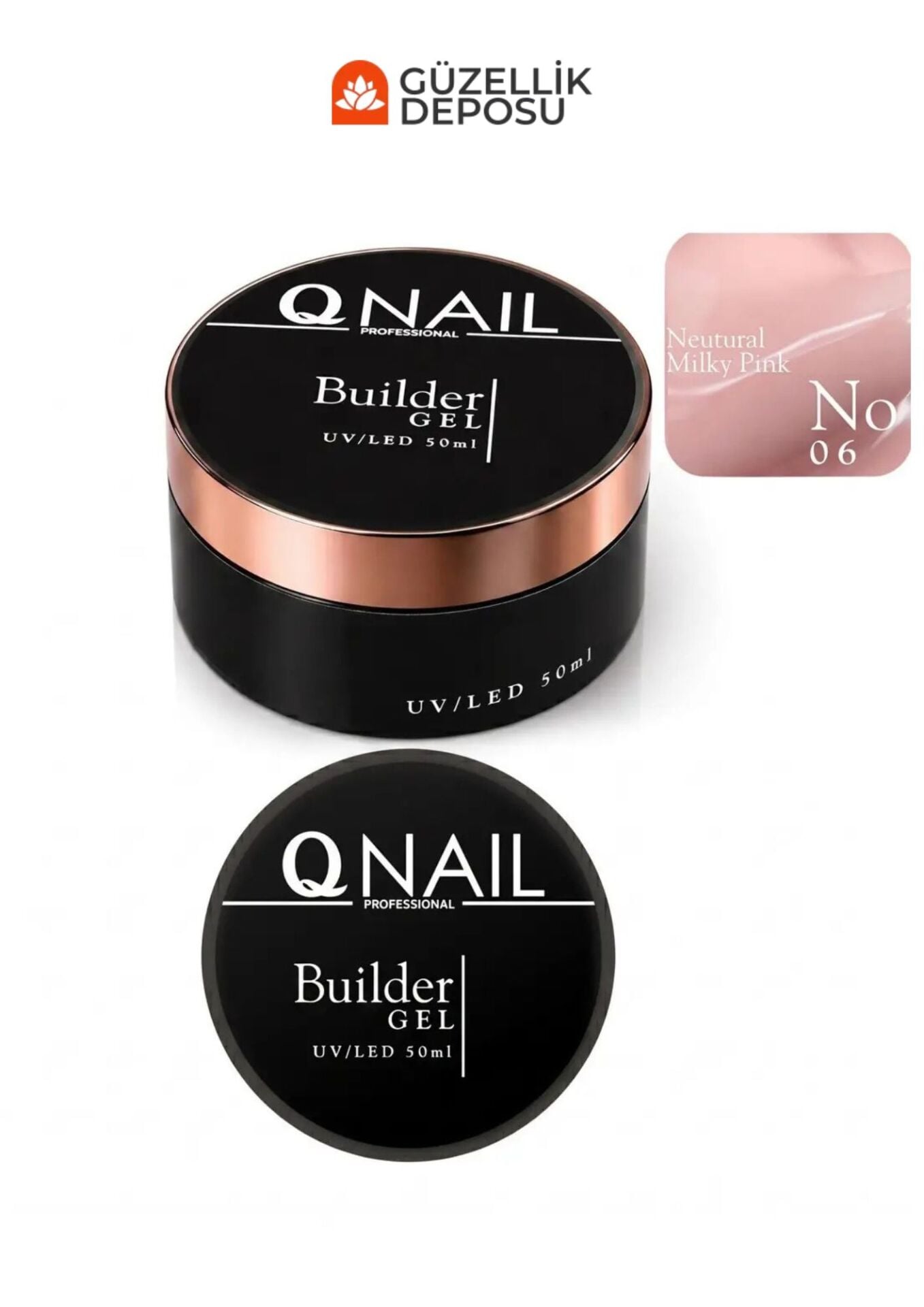 QNAİL Builder Gel 50 ml Protez Tırnak Jeli UV LED Uzatma Güçlendirme Profesyonel Jel NO:06