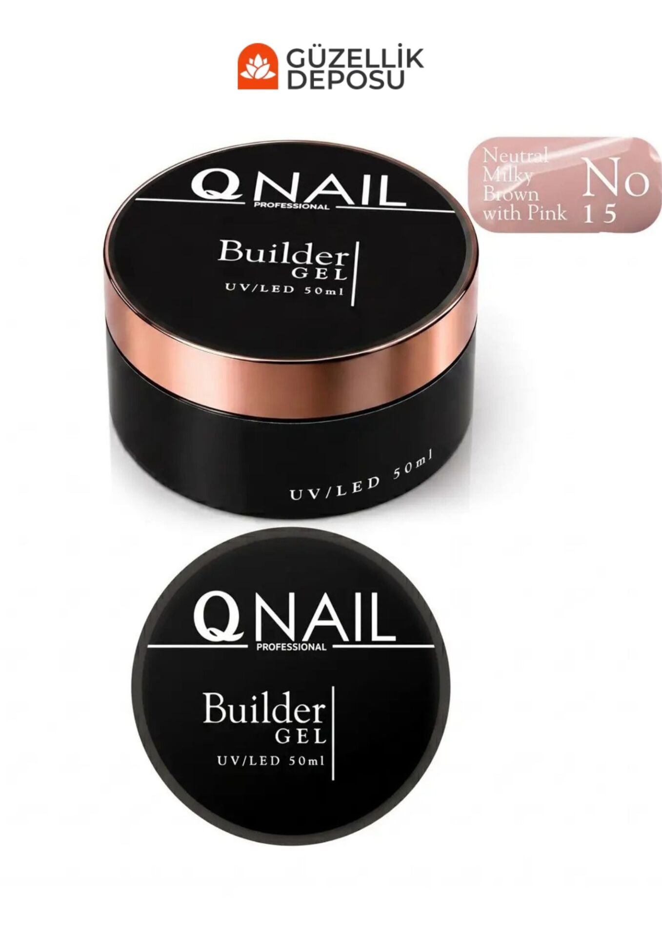 QNAİL Builder Gel 50 ml Protez Tırnak Jeli UV LED Uzatma Güçlendirme Profesyonel Jel NO:15
