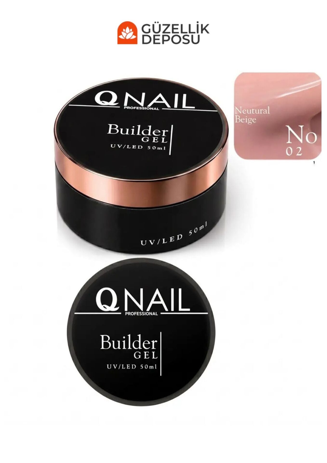 QNAİL Builder Gel 50 ml Protez Tırnak Jeli UV LED Uzatma Güçlendirme Profesyonel Jel NO:02