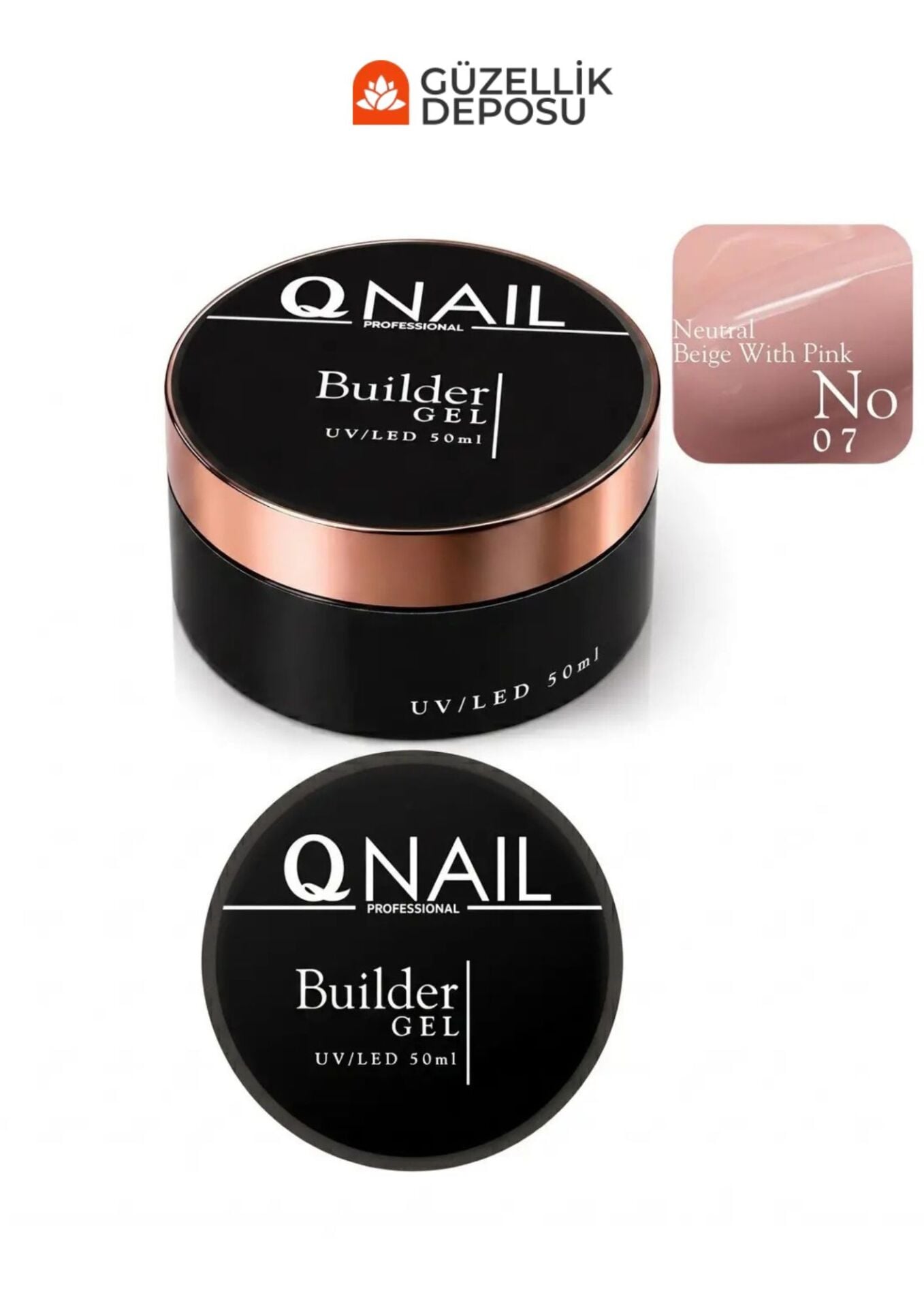 QNAİL Builder Gel 50 ml Protez Tırnak Jeli UV LED Uzatma Güçlendirme Profesyonel Jel NO:07
