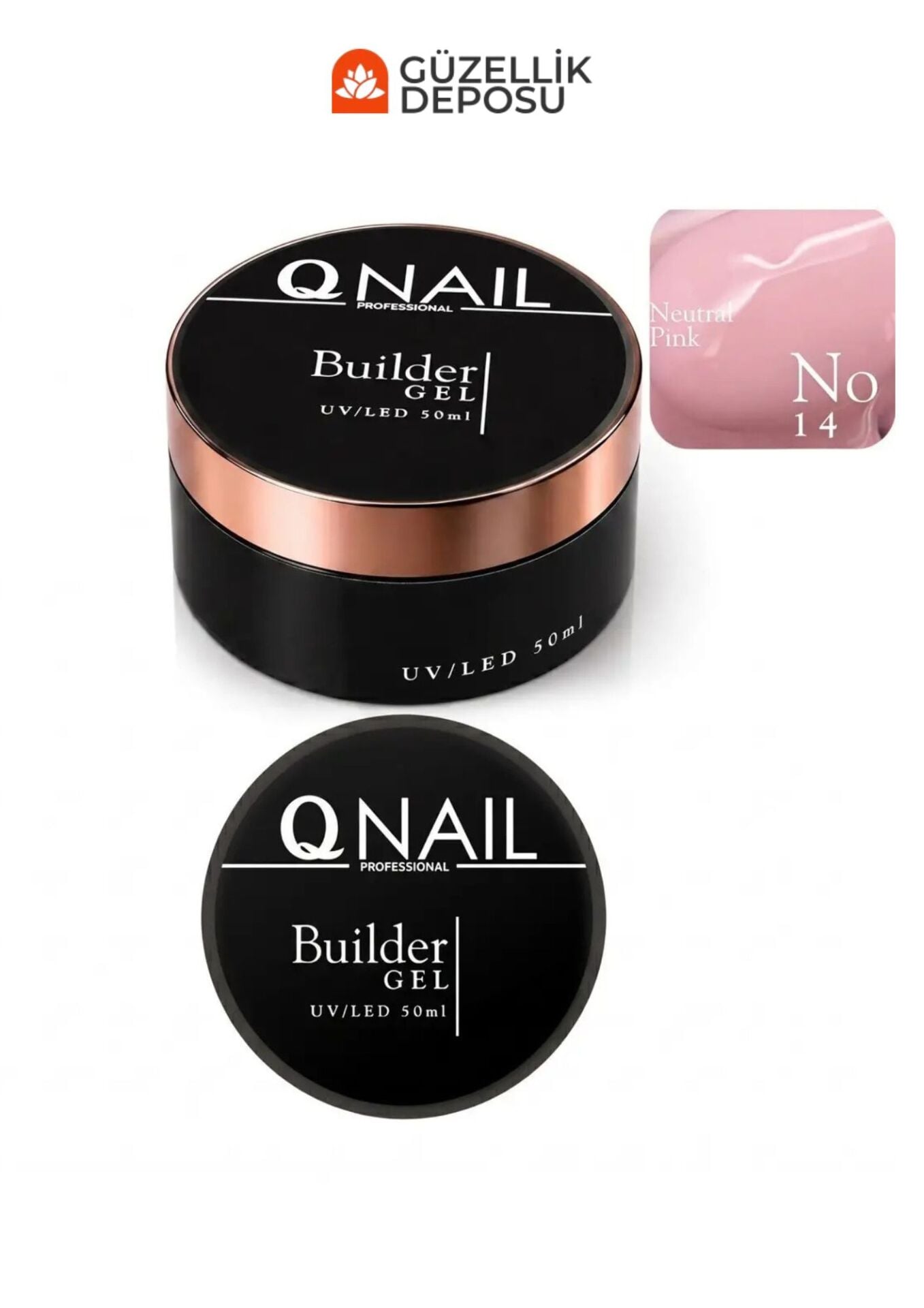 QNAİL Builder Gel 50 ml Protez Tırnak Jeli UV LED Uzatma Güçlendirme Profesyonel Jel NO:14