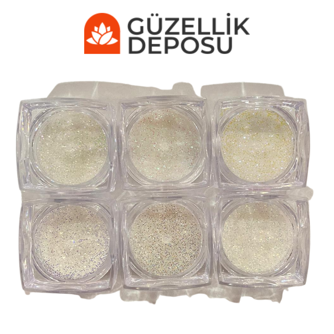 Nail Art Tırnak Süsleme Beyaz Şeker Tozu 6'lı