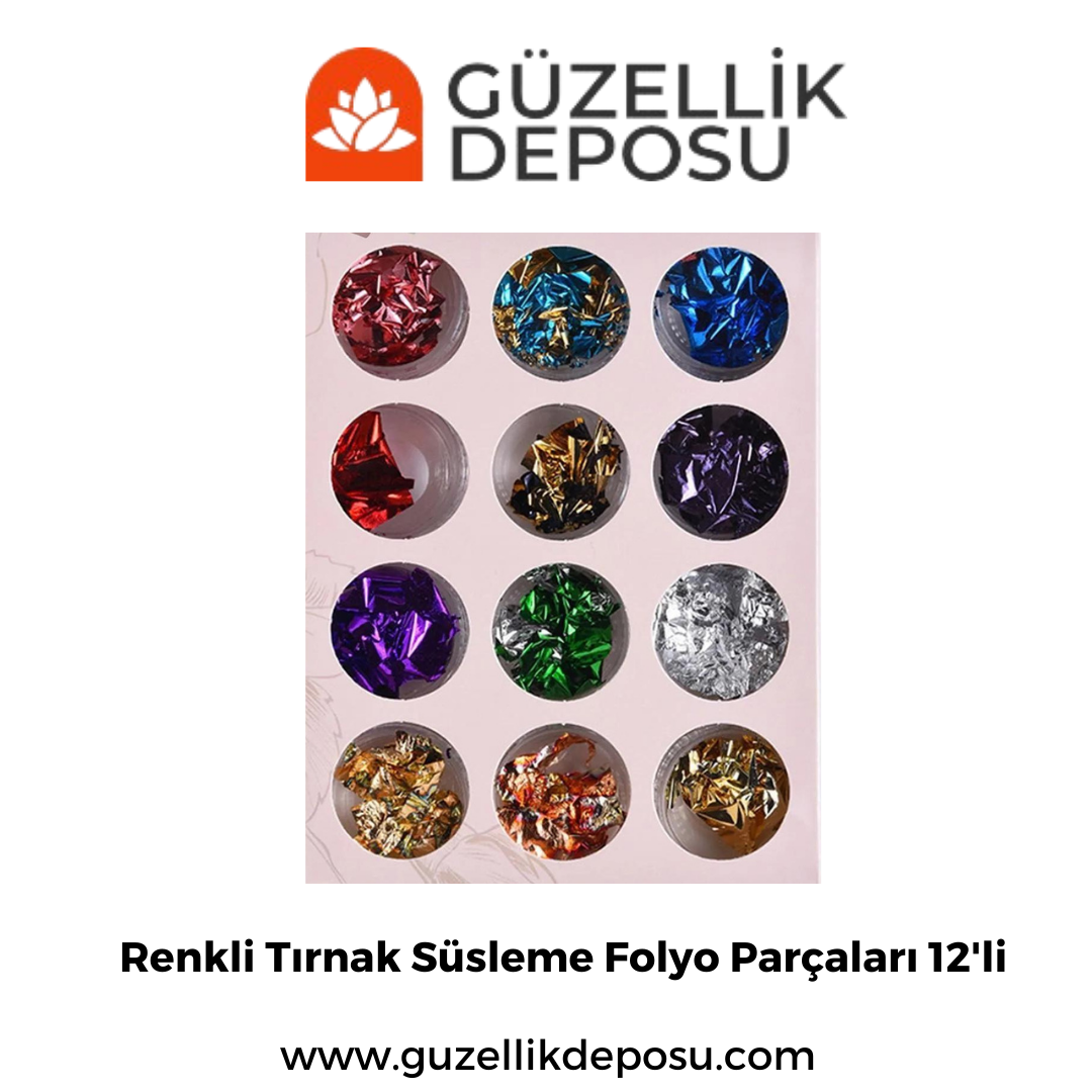 Renkli Tırnak Süsleme Folyo Parçaları 12'li