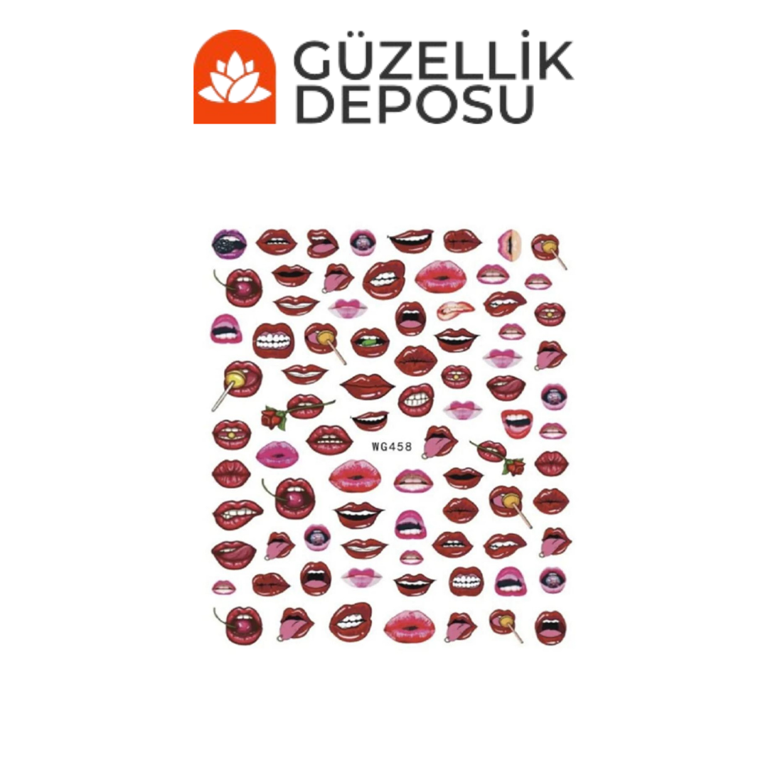 Dudak Desen Tırnak Sticker