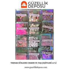 Tırnak Süsleme Charm ve Taş Çeşitleri 12'li Pembe