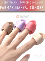 Parmak Makyaj Süngeri - Mini Puf Kapatıcı Pudra Süngeri 4 Adet
