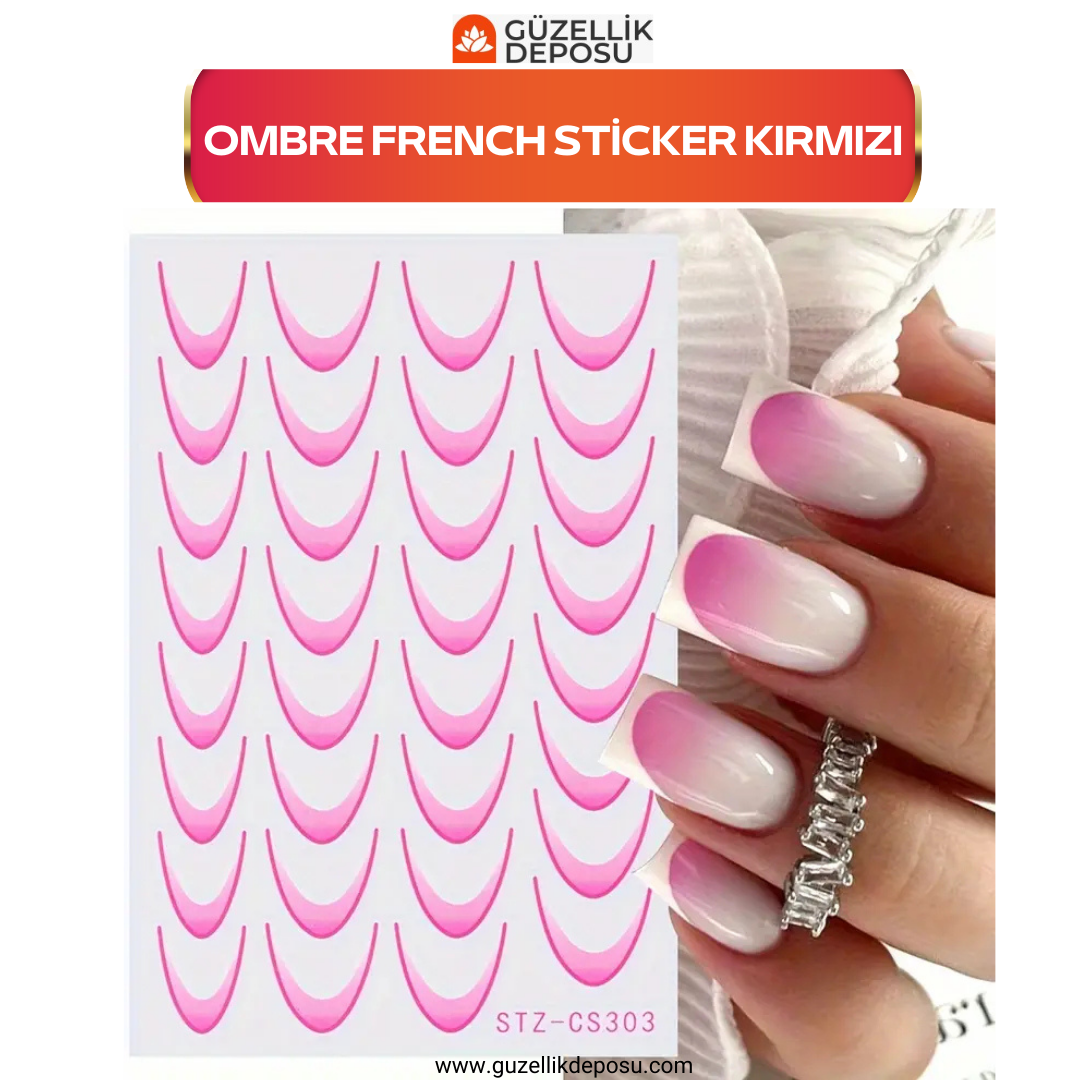 Ombre French Sticker Pembe