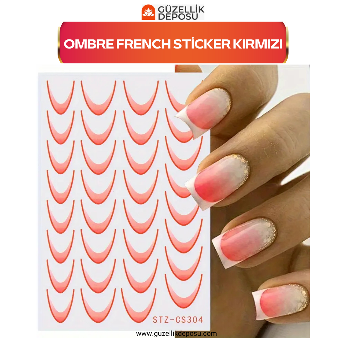 Ombre French Sticker Kırmızı