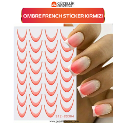 Ombre French Sticker Kırmızı