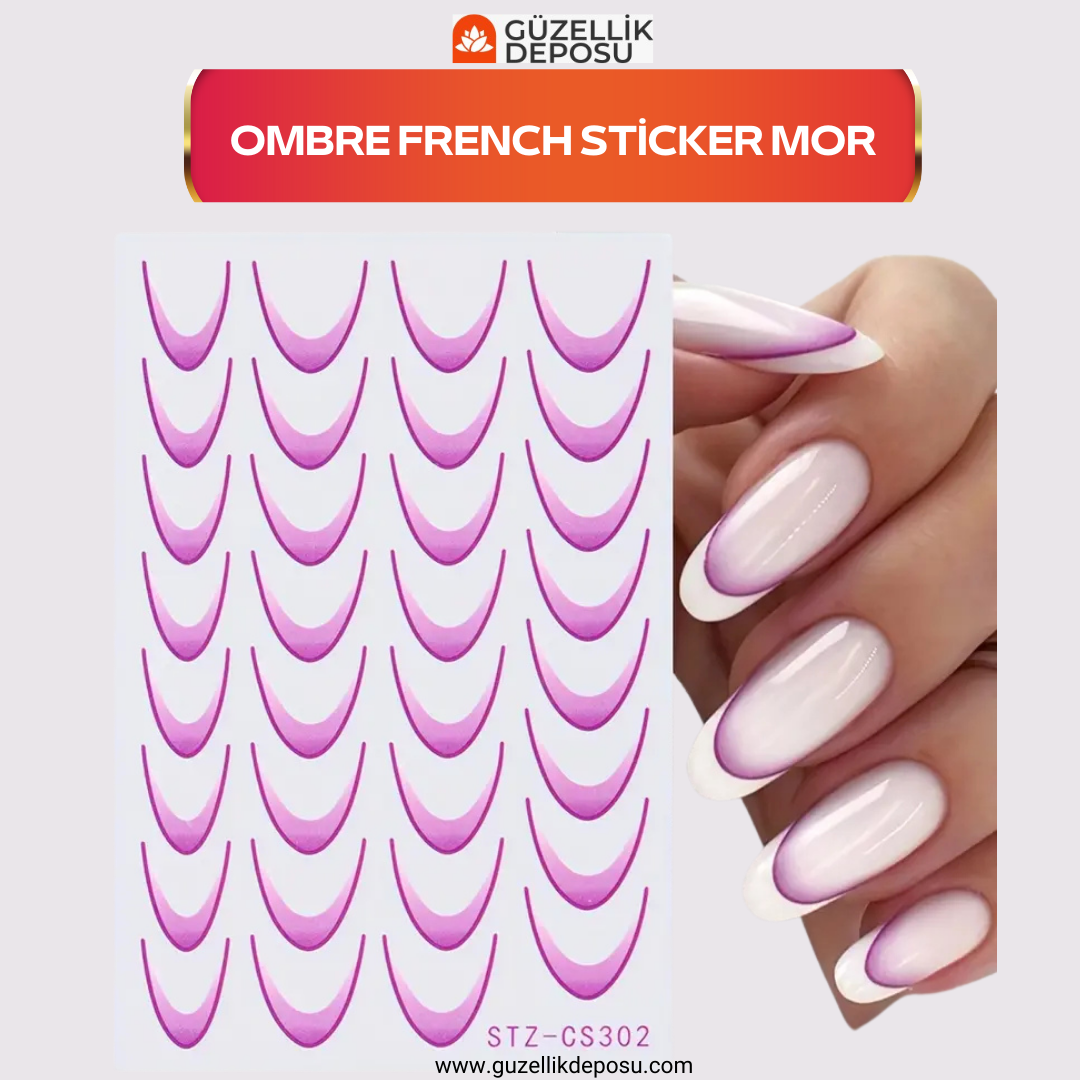 Ombre French Sticker Mor
