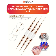 Profesyonel Kapaklı Nail Art Çizim Jel Fırça Seti 5'li