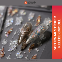 5D Tırnak Kelebek Sticker Kabartmalı
