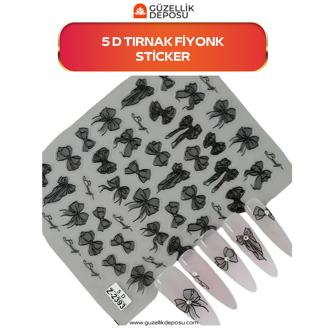 5D Tırnak Sticker Fiyonk Kurdele Dantel