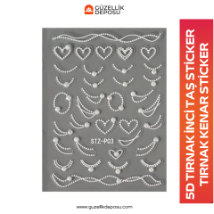 5D Tırnak Sticker İnci Taş Tırnak Kenar Taş