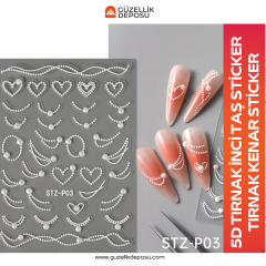 5D Tırnak Sticker İnci Taş Tırnak Kenar Taş