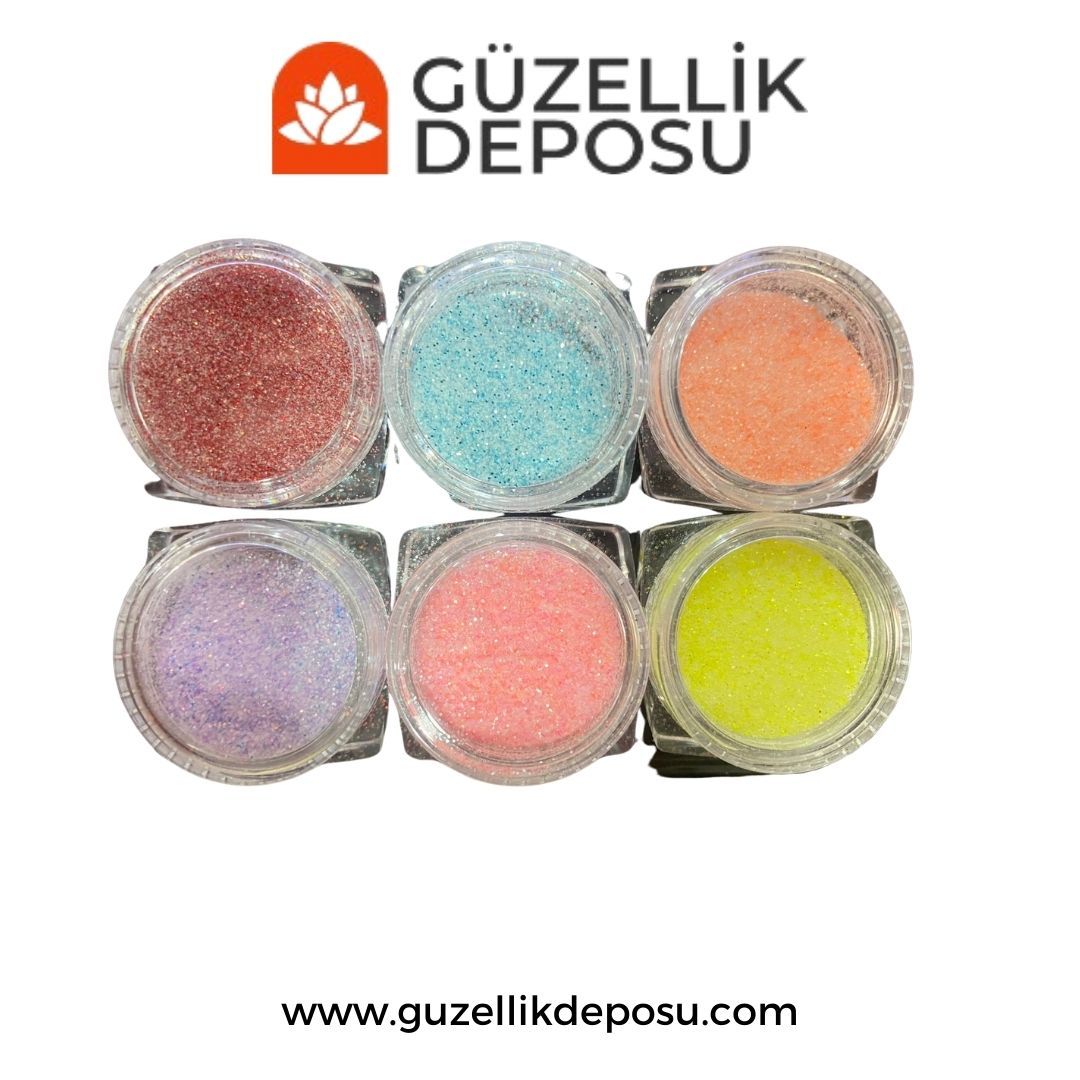 Nail Art Tırnak Süsleme Simli Şeker Toz 6'lı