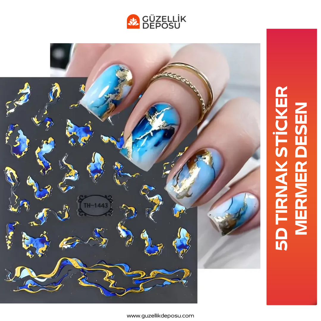 5D Tırnak Sticker Mermer Desen