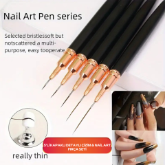 5li Kapaklı Detaylı Tırnak Çizim Fırçası Nail Art Çizim Fırçası