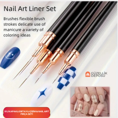 5li Kapaklı Detaylı Tırnak Çizim Fırçası Nail Art Çizim Fırçası