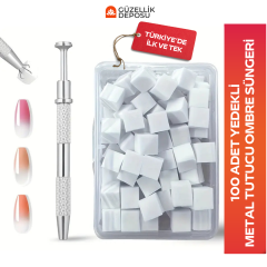 100 Adet Yedekli Metal Tutucu Ombre Süngeri