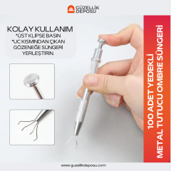 100 Adet Yedekli Metal Tutucu Ombre Süngeri