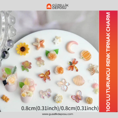 Turuncu Renk Tırnak Charm ( Kelebek,Çiçek,Fiyonk,Kurdele,Yaprak)