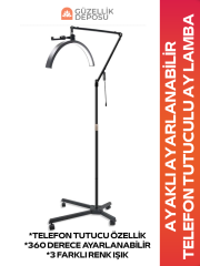 Ayaklı Ayarlanabilir Telefon Tutuculu Ay Lamba (İpek Kirpik, Kalıcı Makyaj)