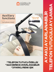 Ayaklı Ayarlanabilir Telefon Tutuculu Ay Lamba (İpek Kirpik, Kalıcı Makyaj)