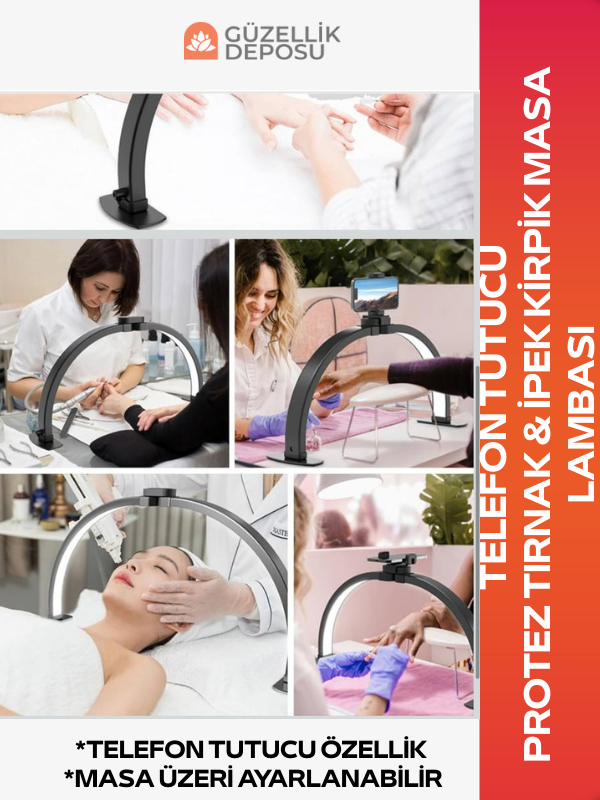 Protez Tırnak & İpek Kirpik Masa Lambası Telefon Tutuculu