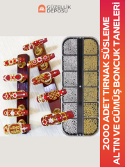 2000 Adet Havyar Taş Nail Art Tırnak Süsleme Boncuk Gold ve Gümüş Renk