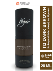 Vogue 113 Dark Brown - Kalıcı Makyaj Kaş Pigmenti - Microblading & PMU, Yoğun Organik Renk, 20ml